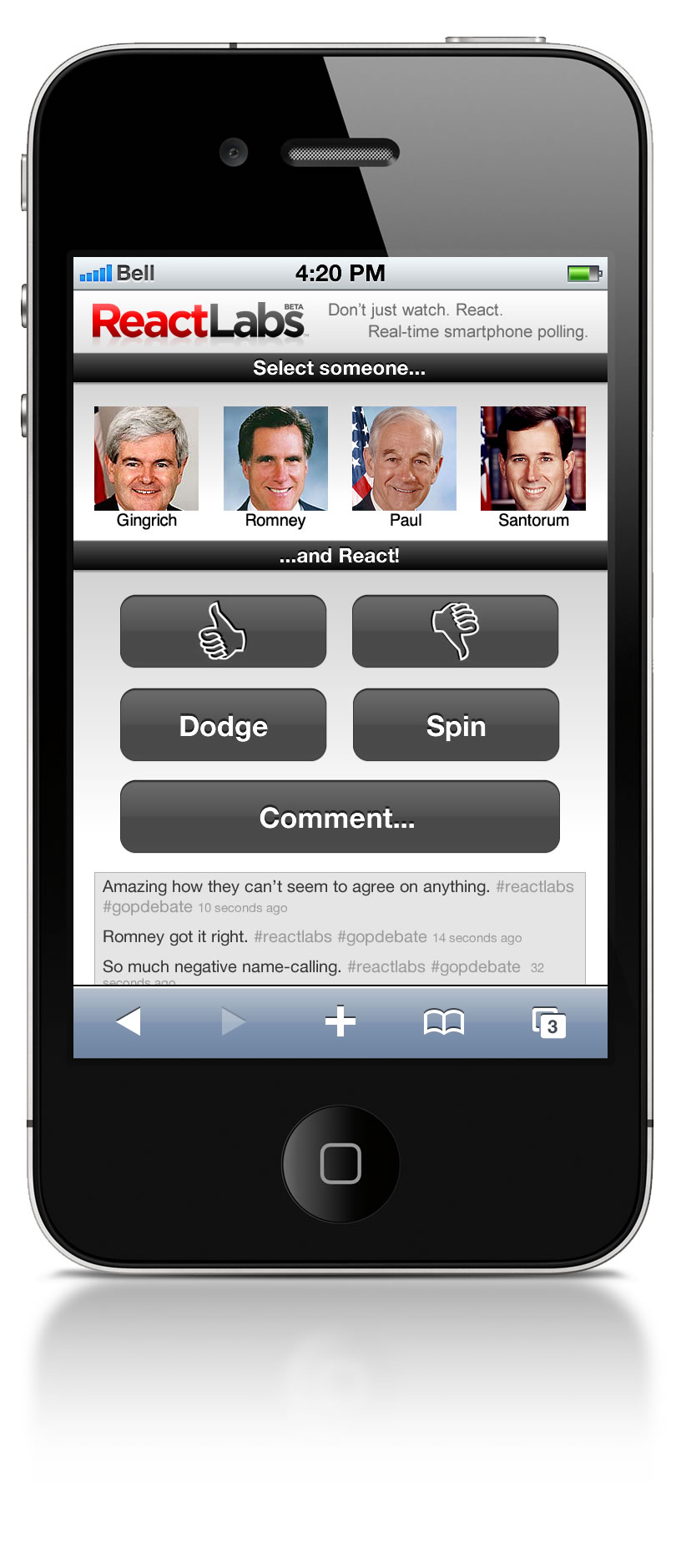 React Labs smartphone app